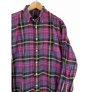 Burberry Button Down Men's Flannel Made in USA 100% Cotton Size L Large Shirt